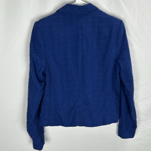Draper James Eyelet Textured Notch Lapel Cotton Blazer Blue -Size Small - Picture 7 of 9